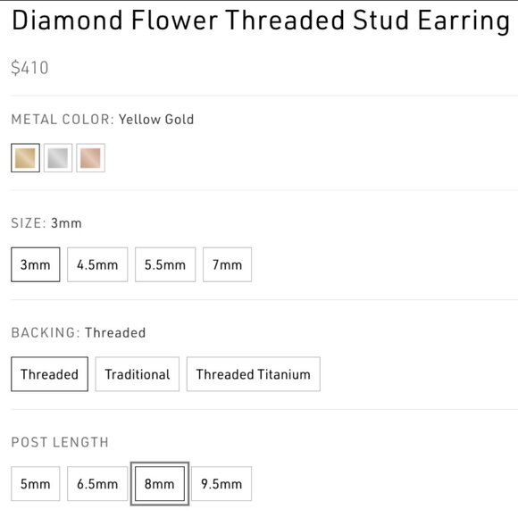 Maria Tash Diamond Flower Threaded Stud Earring Tragus or Cartilage Piercing - Picture 4 of 10